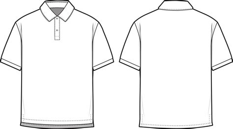 Polo Shirt Short Sleeve Collared Flat Technical Drawing Illustration