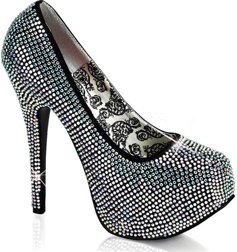 Wide Hidden Platform Rhinestone Stiletto Pumps High Heels Shoes Adult