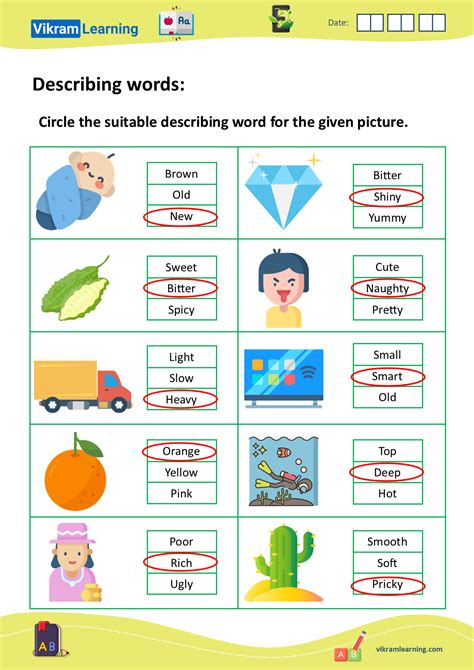 Download Describing Words Adjectives Worksheets