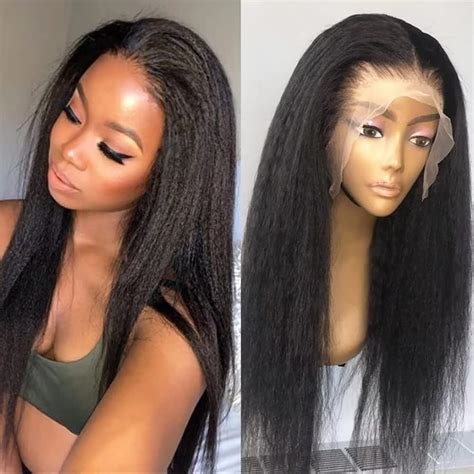 Wig Human Hair Kinky Straight 13x4 Lace Front Wig Human Hair Echthaar