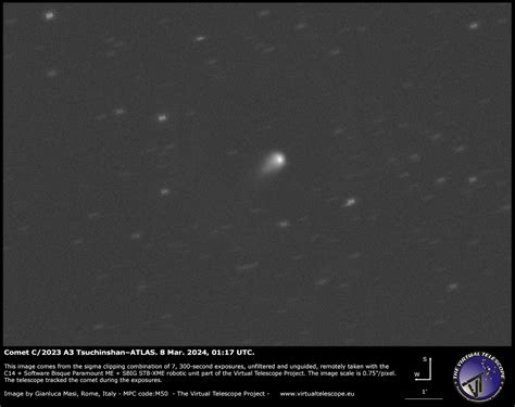 Comet C 2023 A3 Tsuchinshan Atlas A New Image 8 Mar 2024 The Virtual Telescope Project 2 0