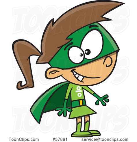 Cartoon White Girl In A Green Super Hero Math Costume 57861 By Ron