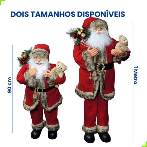 Boneco Papai Noel De P Metro Enfeite Natalino Vermelho Tem Tem