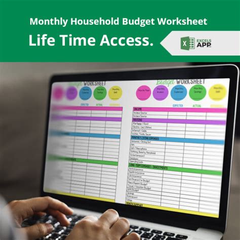 Monthly Household Budget Worksheet - Excels App