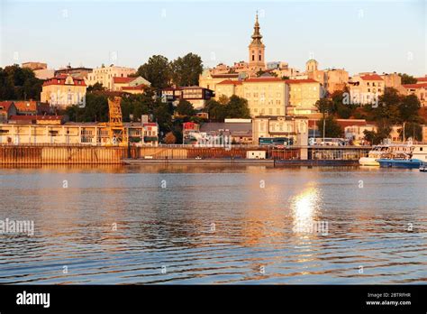 Belgrade sunset lit skyline. Capital city of Serbia Stock Photo - Alamy