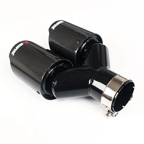 Black Steel Glossy Carbon Fiber Double Outlets Akrapovic Exhaust