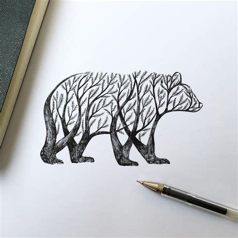 New Pen & Ink Depictions of Trees Sprouting into Animals by Alfred Basha — Colossal | Ink ...