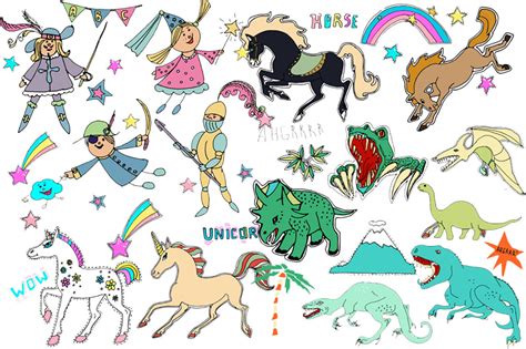 Cute Hand Drawn Stickers And Patterns By Sketchlab Thehungryjpeg