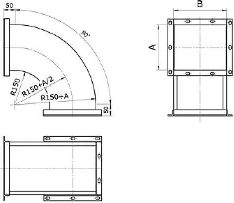Отвод воздуховода 90 градусов сварной прямоугольный - купить по цене 3 ...