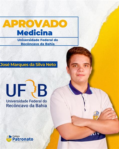 Aprovado em medicina na UFRB Escola em Fortaleza Colégio Patronato