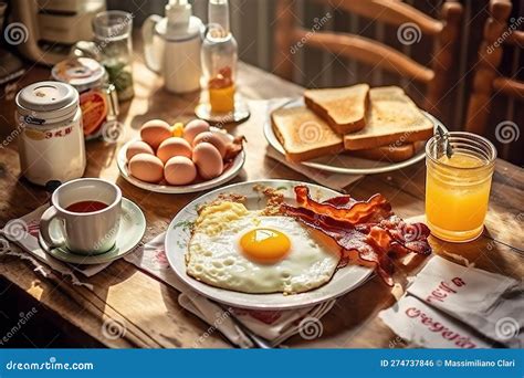 A Classic, American Diner Breakfast, Featuring Sunny Side Up Eggs, Hash ...