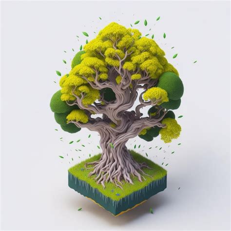 Premium AI Image Miniature Bonsai Futuristic Mystical Tree Photo