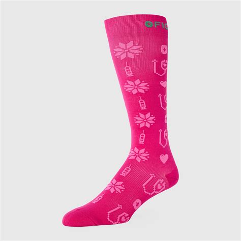 Men's Solid Compressions Socks - Fair Isle/Shocking PinkFIGS