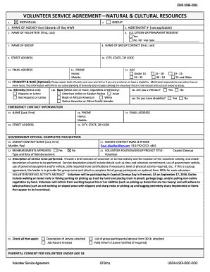 Fillable Online Fws Volunteer Agreement Form Us Fish And Wildlife