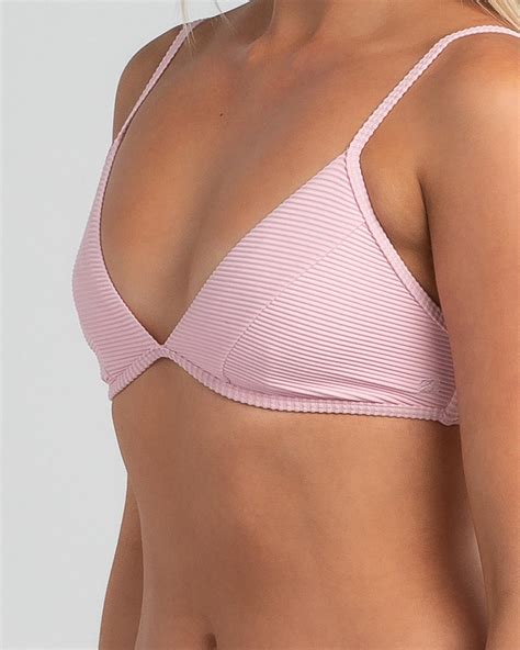 Shop Billabong Tanlines Charlie Triangle Bikini Top In Powder Pink