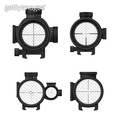 Sniper Scope Sight With Measurement Mark Set Realistic Vector