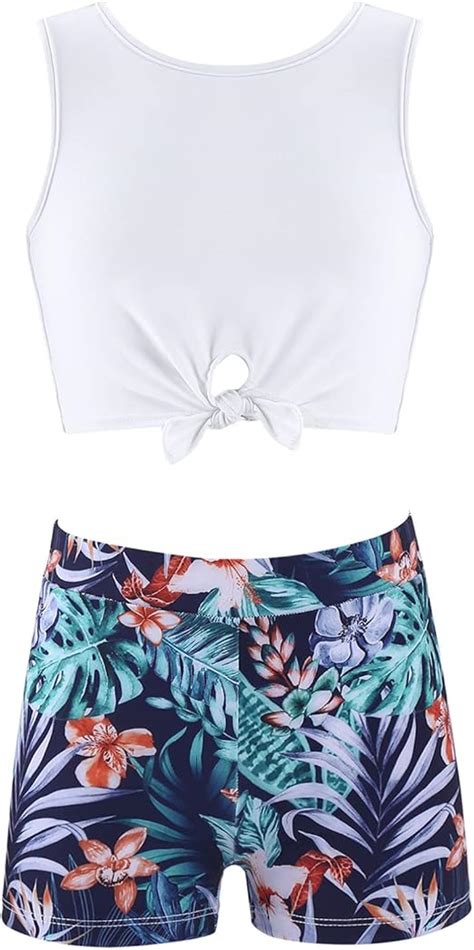 TiaoBug Costume Da Bagno Bambina Due Pezzi Bikini Estivi Gilet Top