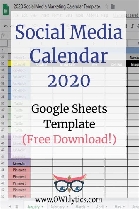 Social Media Content Calendar Free Printable