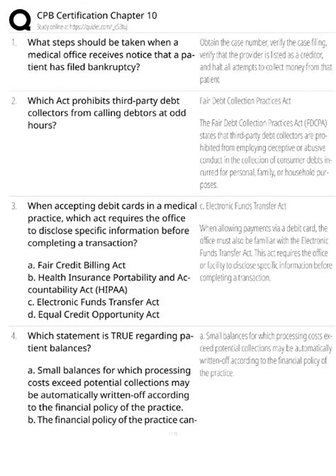 CPB Certification Chapter 10 Test Bank / Medical Billing Exam / 2025