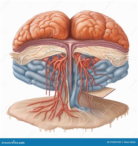 Cartoon Meninges With Cerebrospinal Fluid Stock Image | CartoonDealer