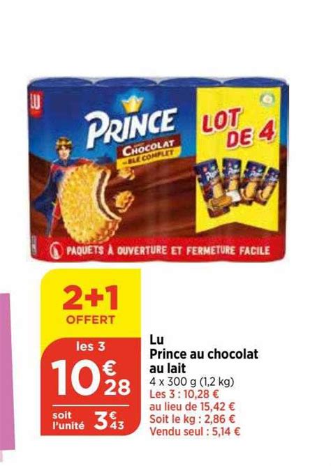 Promo Prince Au Chocolat Au Lait Lu Chez Bi Icatalogue Fr