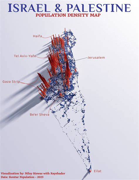 [OC] A 3D Population Density Map of Israel and Palestine - Images