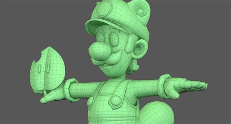 Raccoon Tail Luigi Super Mario Bros Character Super Leaf 3d Model 69