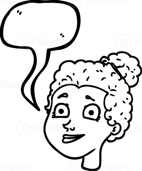 Hand Drawn Speech Bubble Cartoon Female Face Icon 40829559 Png