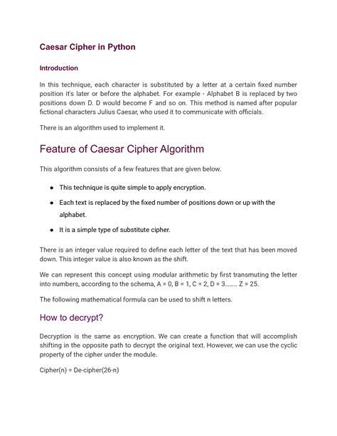 Solution Caesar Cipher In Python Study Material Studypool