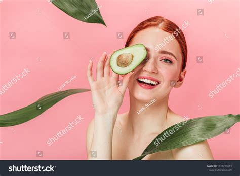 Front View Happy Naked Woman Avocado Stock Photo Shutterstock