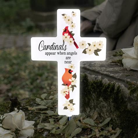 Amazon.com : Solar Lighted Cross Cardinal Grave LED White Garden Cross