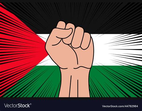 Human fist clenched symbol on flag of palestine Vector Image