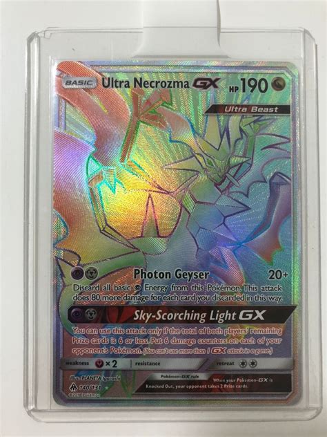 Pokemon Ultra Necrozma Gx Rainbow Rare Sun Moon Forbidden Light