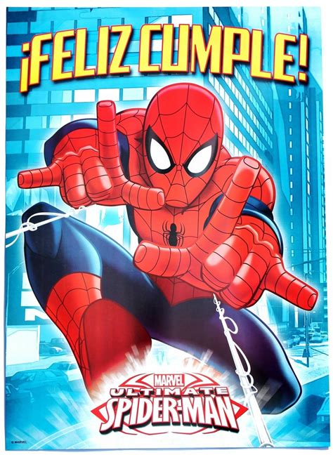 Afiche Feliz Cumple Spiderman A PRIMERA VISTA