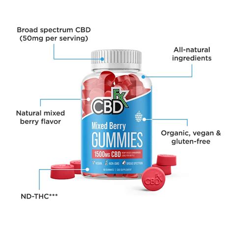 Cbdfx Original Mixed Berry Cbd Gummies Broad Spectrum Thc Free 60ct 1500mg Cbd Cbdmarket