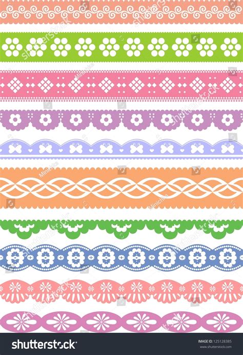 Set Scalloped Vector Borders vector de stock libre de regalías