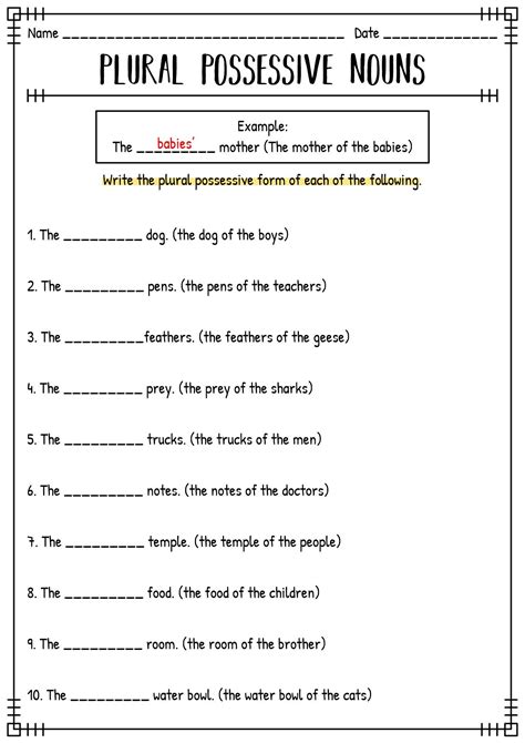 Great Grammar Plural Possessive Nouns Worksheets Artofit