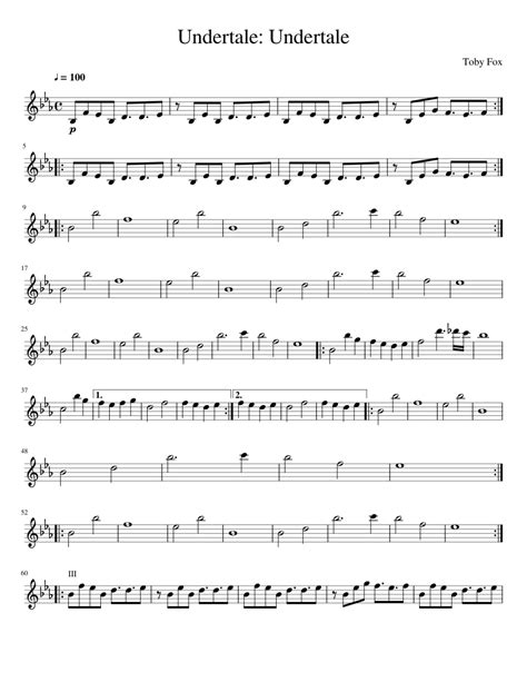 Undertale For Violin 1 Sheet Music For Piano Solo