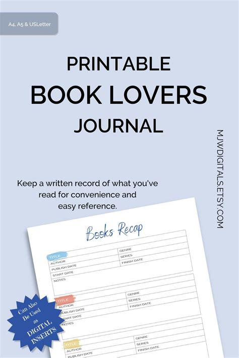 Reading Journal For Book Lovers Printable Reading Planner Etsy In