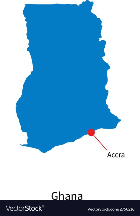 Detailed Map Of Ghana And Capital City Accra Vector Image