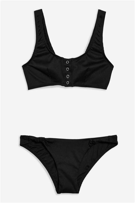 Topshop Popper Ribbed Bikini Set