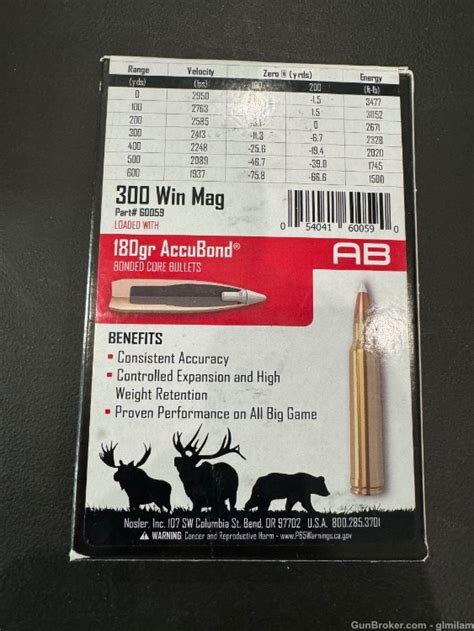 Nosler 300 Wm Trophy Grade 180 Grain Accubond Rifle Ammunition At