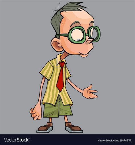 Cartoon Funny Guy In A Tie And A Big Glasses Vector Image