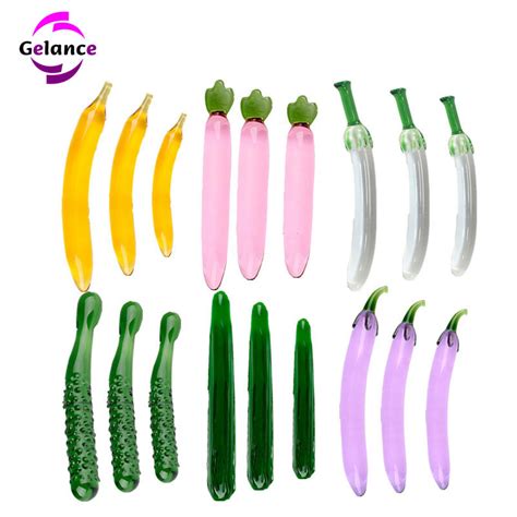 Glass Dildo Artificial Penis Realistic Dildos For Women Fruit Vegetable Shape Female
