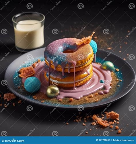 Donuts on a Plate with Beautifully Flowing Caramel Glaze. Stock Illustration - Illustration of ...