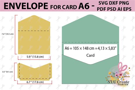 Envelope template, svg printable pdf diy digital