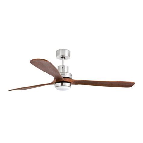 Modern Ceiling Fan With Chromium Solid Walnut Blades Faro Lantau