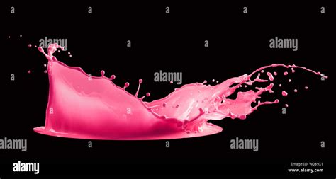 Pink Paint Splash Isolated On Black Background Stock Photo Alamy