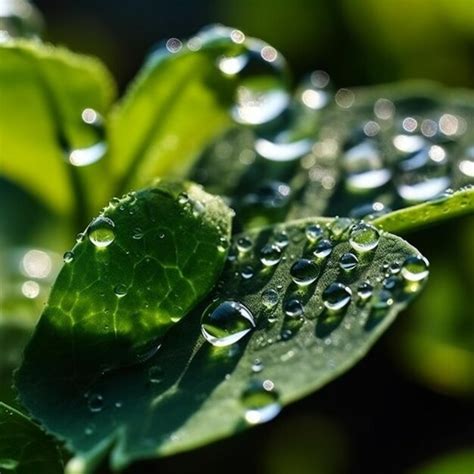 Un Primer Plano De Una Hoja Con Gotas De Agua Sobre Ella Ia Generativa