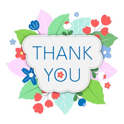 Premium Vector Thank You Lettering Text With Flower Background Vector Illustration